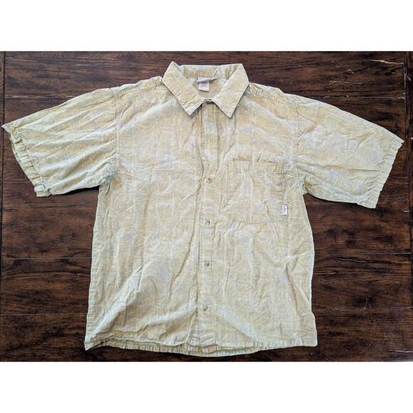 Vtg Gramicci Button Up Shirt Men's M USA '90 Aztec Green Geometric Pattern - Picture 1 of 7